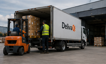 Delivax team loading goods into a delivery truck
